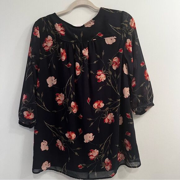 Isabel Maternity By Ingrid & Isabel Empire Floral Blouse Tie Back Top Size Small - Picture 10 of 11